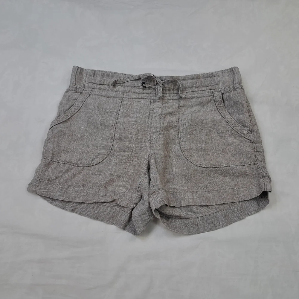 Athleta Linen Shorts Women's‎ Drawstring Waist Pockets Gray Size 10